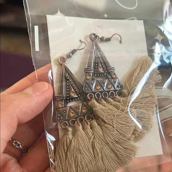 Earrings with Metallic Accents / Boho Style - Picture 2 of 5